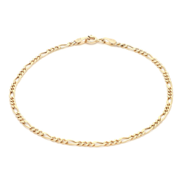 Pulsera de tres eslabones por uno en oro amarillo 14 kilates.