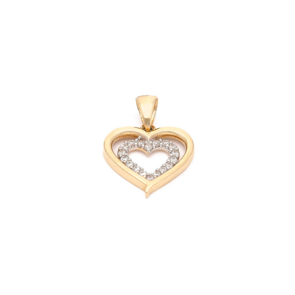 Dije diseño especial con circonias motivo corazón en oro amarillo 14 kilates.