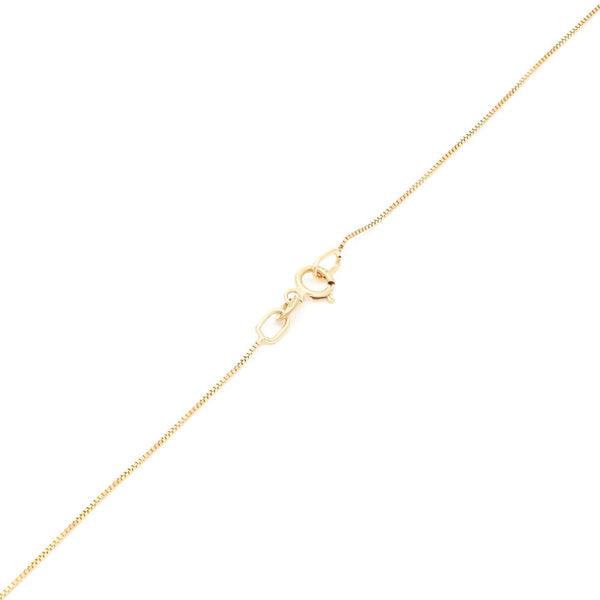 Gargantilla eslabón cuadrado cruzado con dije diseño especial motivo letra F con circonias en oro amarillo 14 kilates.