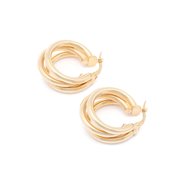 Arracadas lisas en oro amarillo 14 kilates.