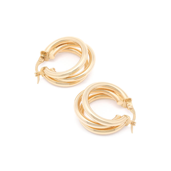 Arracadas lisas en oro amarillo 14 kilates.