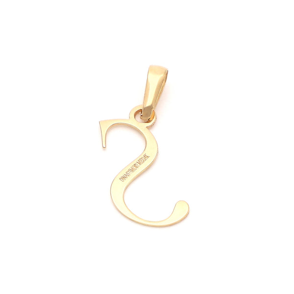 Dije liso motivo letra S en oro amarillo 14 kilates.