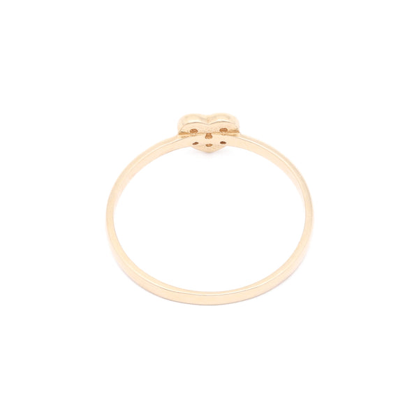 Anillo diseño especial con circonias motivo corazón en oro amarillo 14 kilates.