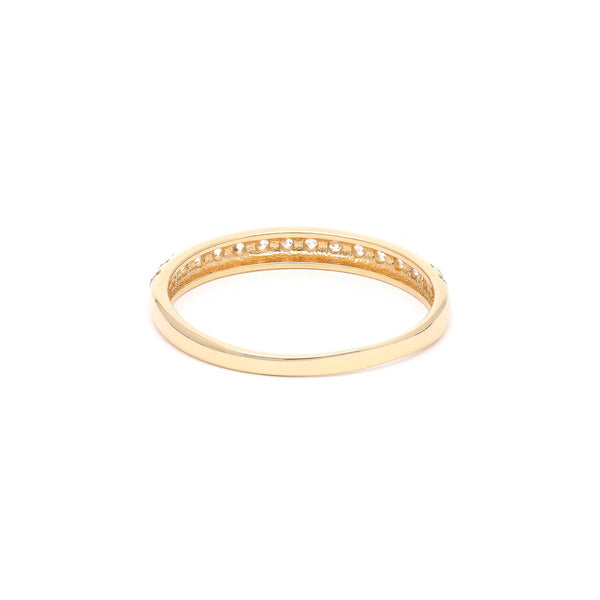 Anillo diseño especial con circonas en oro amarillo 14 kilates.