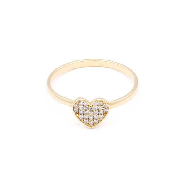 Anillo diseño especial con circonias motivo corazón en oro amarillo 14 kilates.