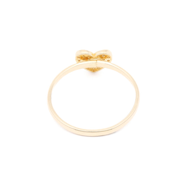 Anillo diseño especial con circonias motivo corazón en oro amarillo 14 kilates.