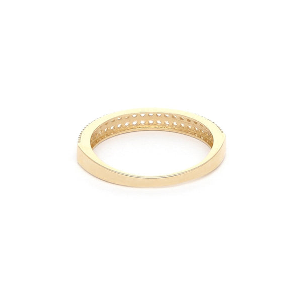 Anillo diseño especial con circonias en oro amarillo 14 kilates.