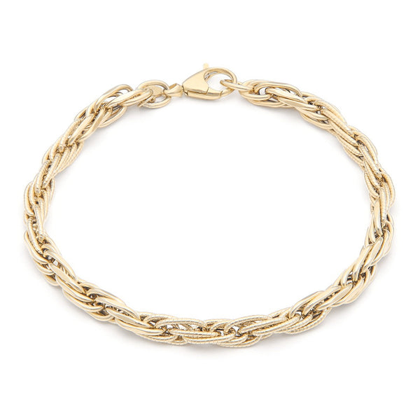 Pulsera eslabón torzal en oro amarillo 14 kilates.