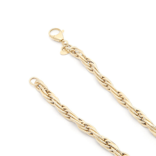 Pulsera eslabón torzal en oro amarillo 14 kilates.