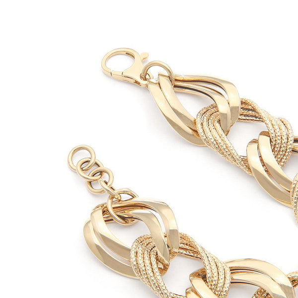 Pulsera eslabón trenzado en oro amarillo 14 kilates.