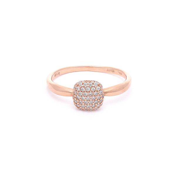 Anillo diseño especial con circonias en oro rosa 14 kilates.