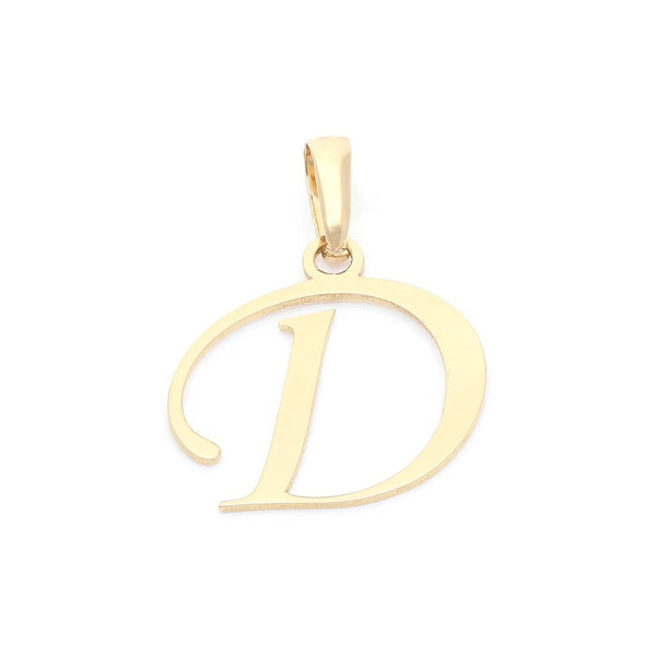 Dije liso motivo letra D en oro amarillo 14 kilates.