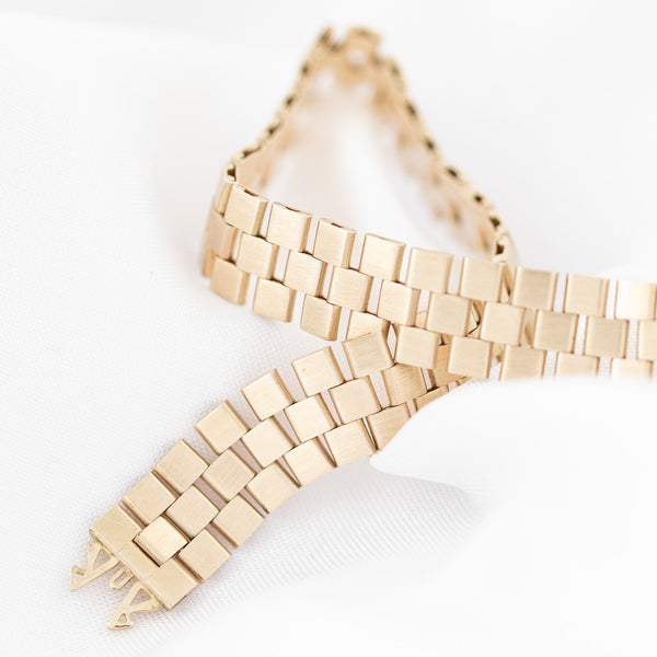 Pulsera eslabón Articulado en oro amarillo 14 kilates.