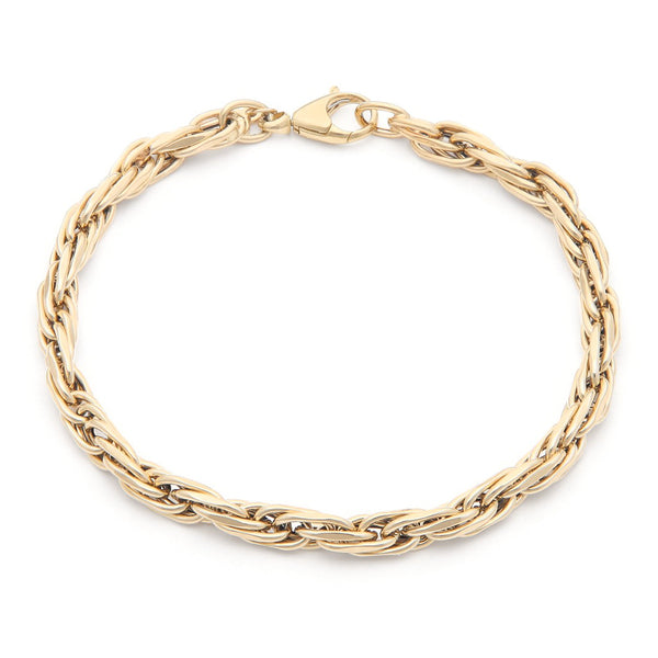 Pulsera eslabón torzal en oro amarillo 14 kilates.