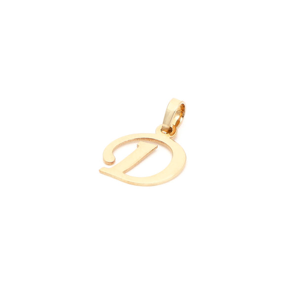 Dije liso motivo letra D en oro amarillo 14 kilates.