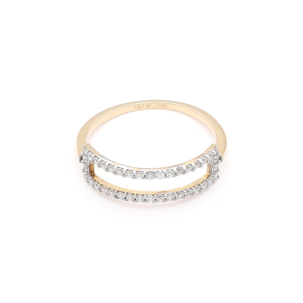 Anillo calado con circonias en oro amarillo 14 kilates.
