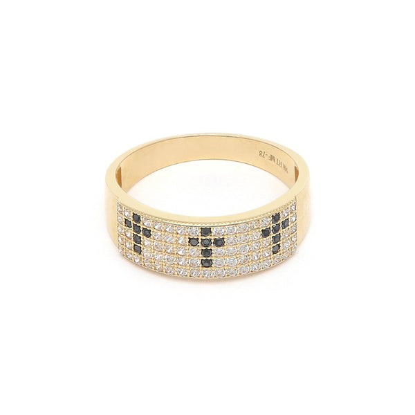 Anillo diseño especial con sintéticos en oro amarillo 14 kilates.