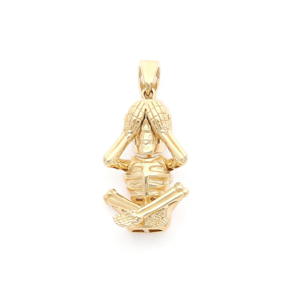 Dije diseño especial motivo esqueleto en oro amarillo 14 kilates.
