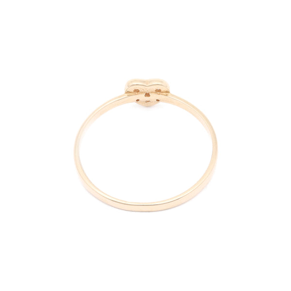 Anillo diseño especial motivo corazón con circonias en oro amarillo 14 kilates.