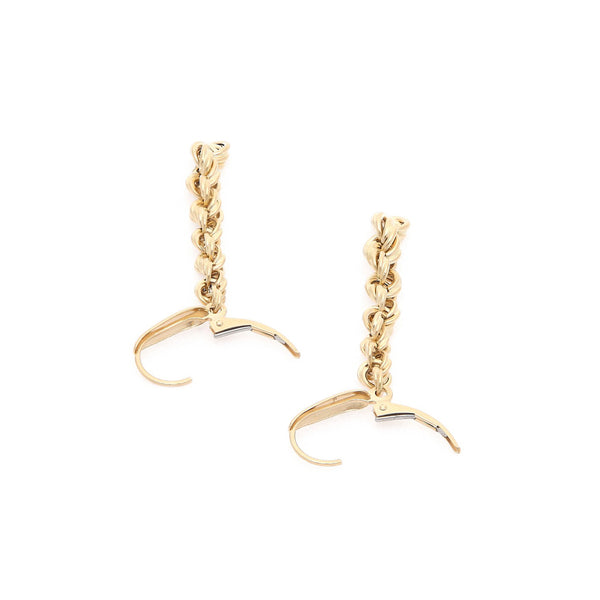 Aretes torzal con colgantes en oro amarillo 14 kilates.
