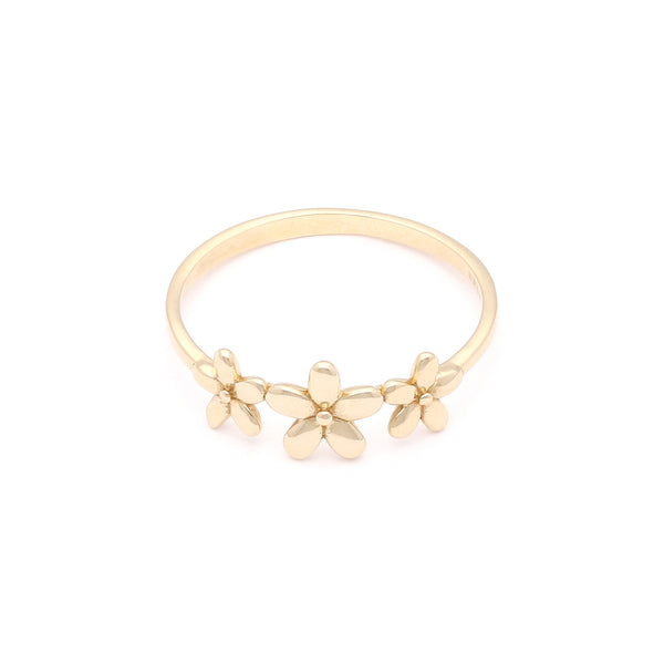Anillo diseño especial motivo flores en oro amarillo 14 kilates.