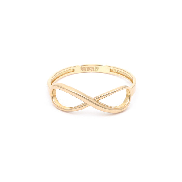 Anillo calado motivo infinito en oro amarillo 14 kilates.