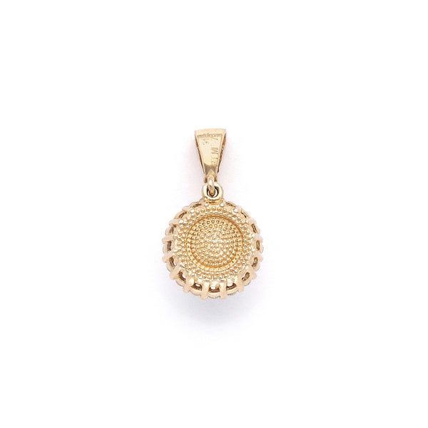 Dije diseño especial con perla y circonias en oro amarillo 14 kilates.