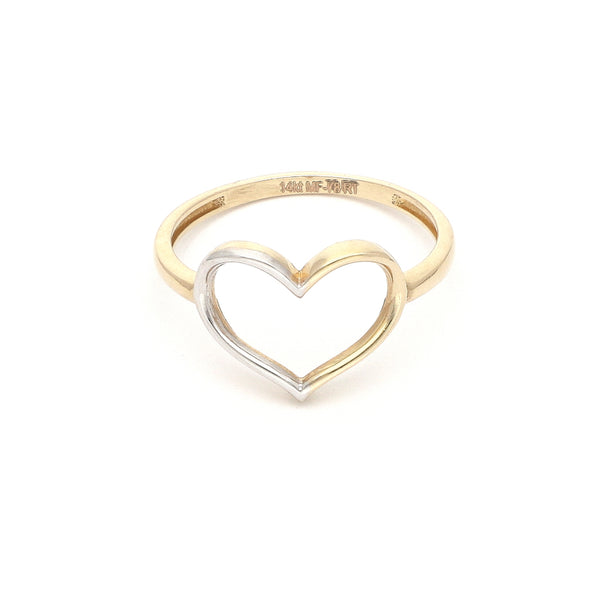 Anillo liso motivo corazón en oro amarillo 14 kilates.