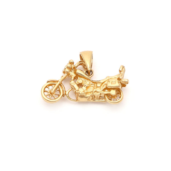 Dije diseño especial motivo motocicleta en oro amarillo 14 kilates.