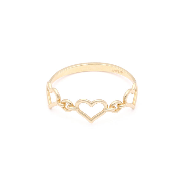 Anillo calado motivo corazones en oro amarillo 14 kilates.