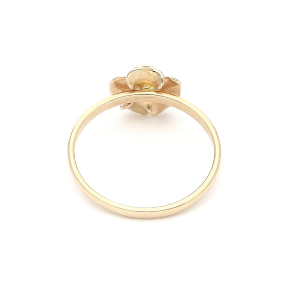 Anillo diseño especial motivo rosa en oro amarillo 14 kilates.