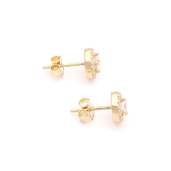 Aretes diseño especial con circonias en oro amarillo 14 kilates.