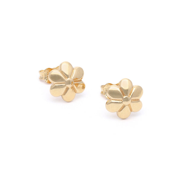 Aretes diseño especial motivo flor en oro amarillo 14 kilates.