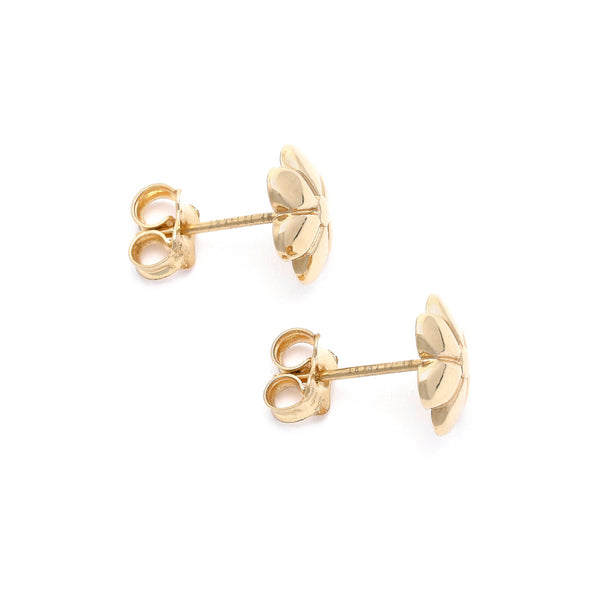 Aretes diseño especial motivo flor en oro amarillo 14 kilates.