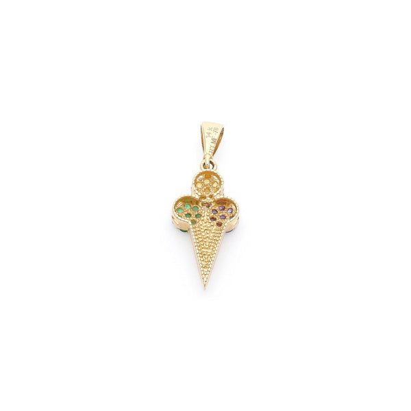 Dije diseño especial motivo helado con sintéticos en oro amarillo 14 kilates.