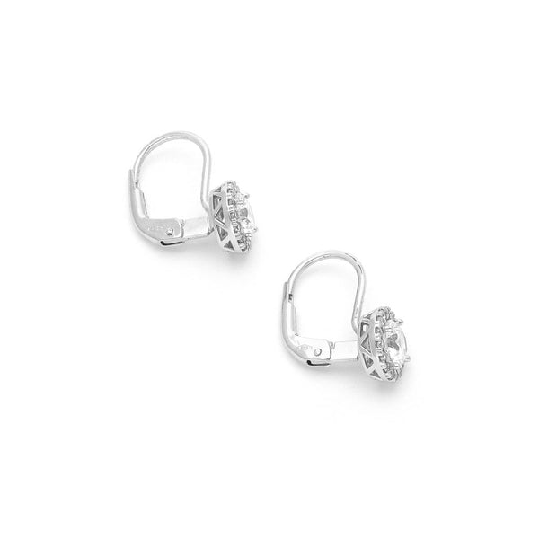 Aretes diseño especial con circonias en oro blanco 14 kilates.