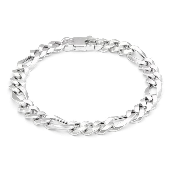 Pulsera de tres eslabones por uno en oro blanco 14 kilates.