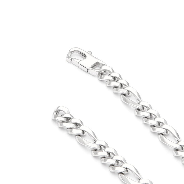 Pulsera de tres eslabones por uno en oro blanco 14 kilates.