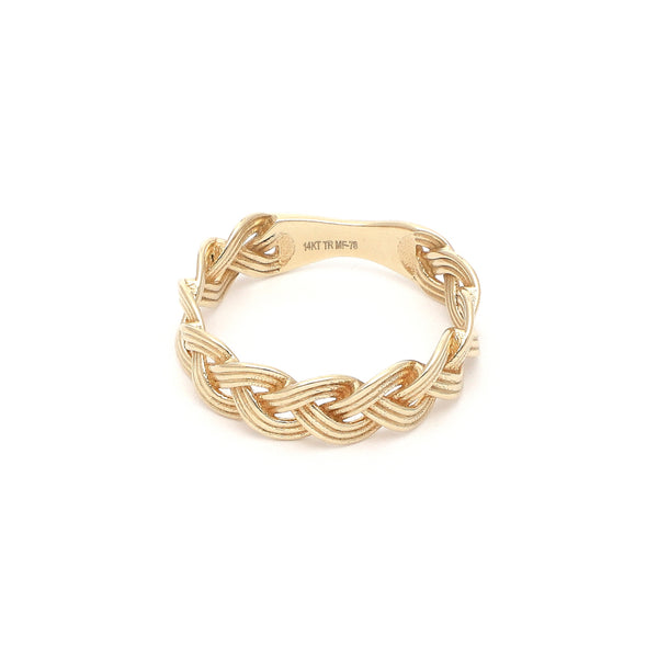 Anillo trenzado en oro amarillo 14 kilates.