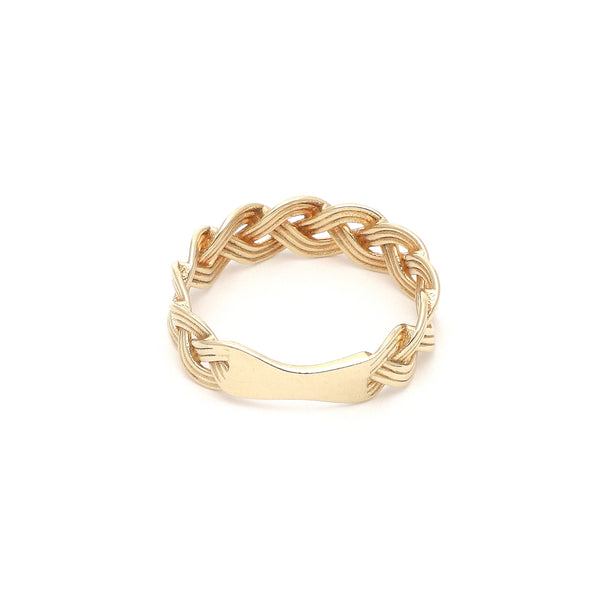 Anillo trenzado en oro amarillo 14 kilates.