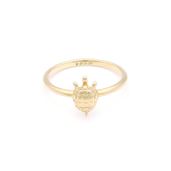 Anillo diseño especial motivo tortuga en oro amarillo 14 kilates.