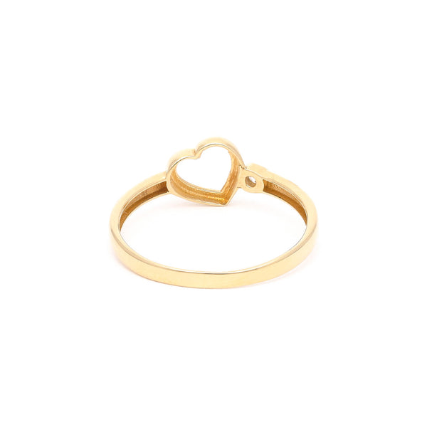Anillo diseño especial con circonia motivo corazón en oro amarillo 14 kilates.