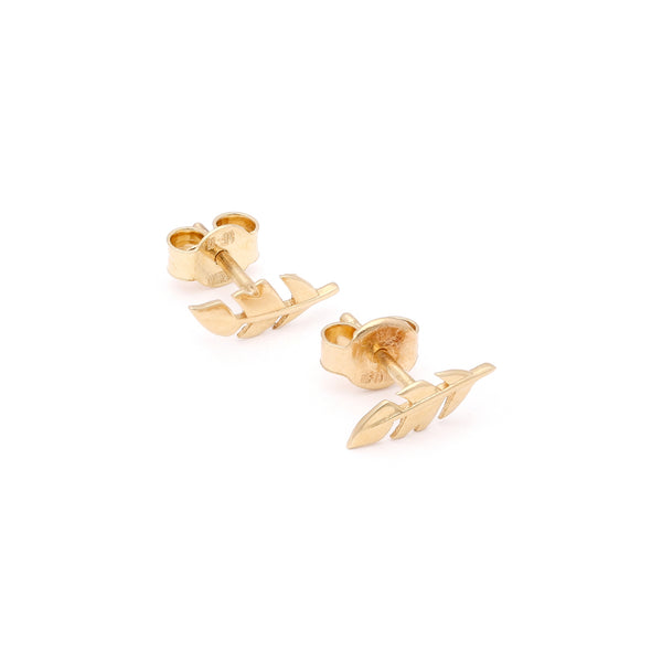 Aretes diseño especial motivo hojas en oro amarillo 14 kilates.