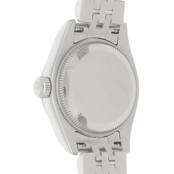 Reloj Rolex para dama modelo Oyster Perpetual DayJust vistas oro blanco 18 kilates.