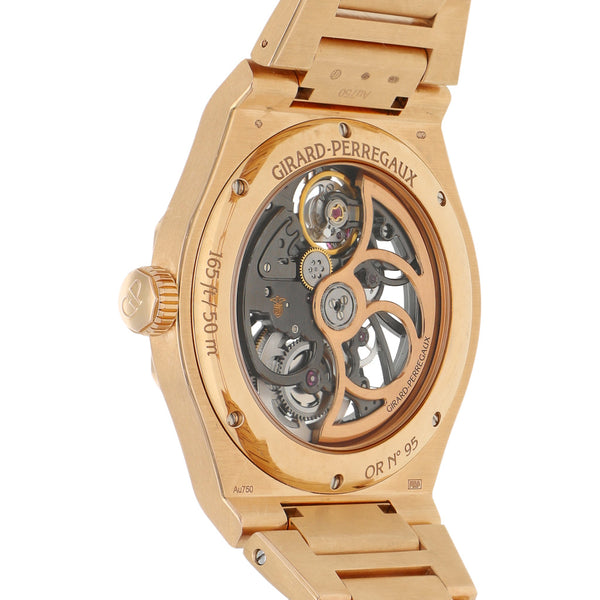 Reloj Girard Perregaux para caballero modelo Laureato Skeleton en oro rosa 18 kilates.