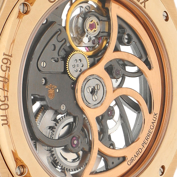Reloj Girard Perregaux para caballero modelo Laureato Skeleton en oro rosa 18 kilates.