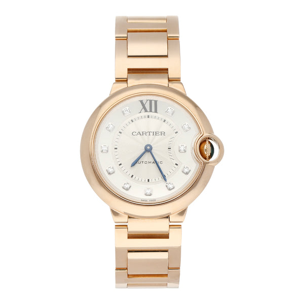 Reloj Cartier para dama modelo Ballon Bleu en oro rosa 18 kilates.