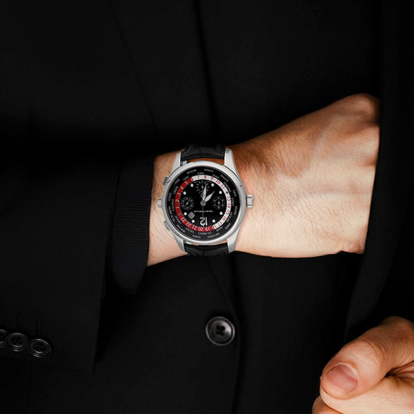 Reloj Girard Perregaux para caballero modelo WW.TC World Time Chronograph caja y broche en oro blanco 18 kilates.