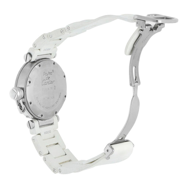 Reloj Cartier para dama modelo Pasha Seatimer vistas en oro rosa 18 kilates.