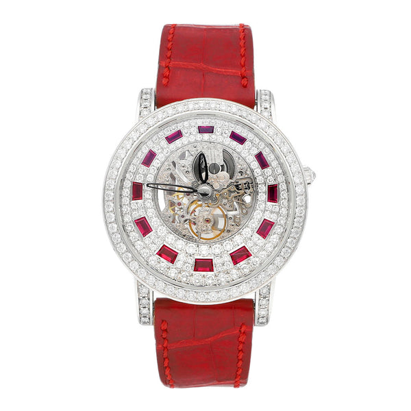 Reloj Corum para caballero modelo Bubbliamonds High Jewelry Skeleton caja y broche en oro blanco 18 kilates.
